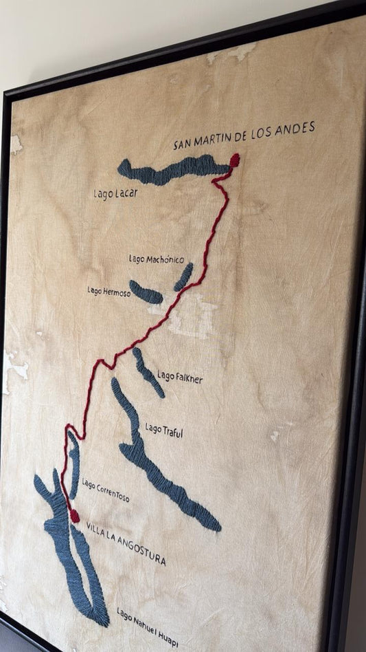 CUADRO BASTIDOR BORDADO RUTA 7 LAGOS